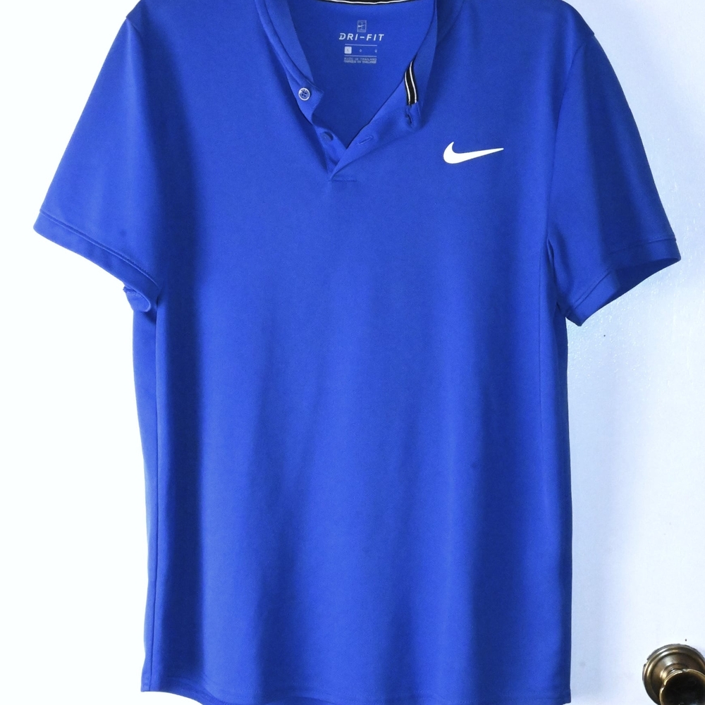 Nike Dri-FIT Shirt L #AQ7732-430 Nike Swoosh- 2 Button Closure on front